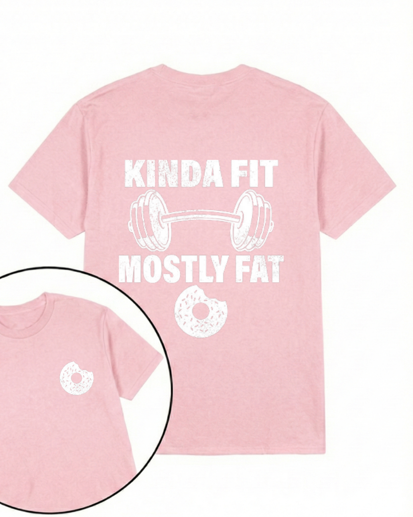 KINDA FIT MOSTLY FAT PRINTED GYM SHIRT
