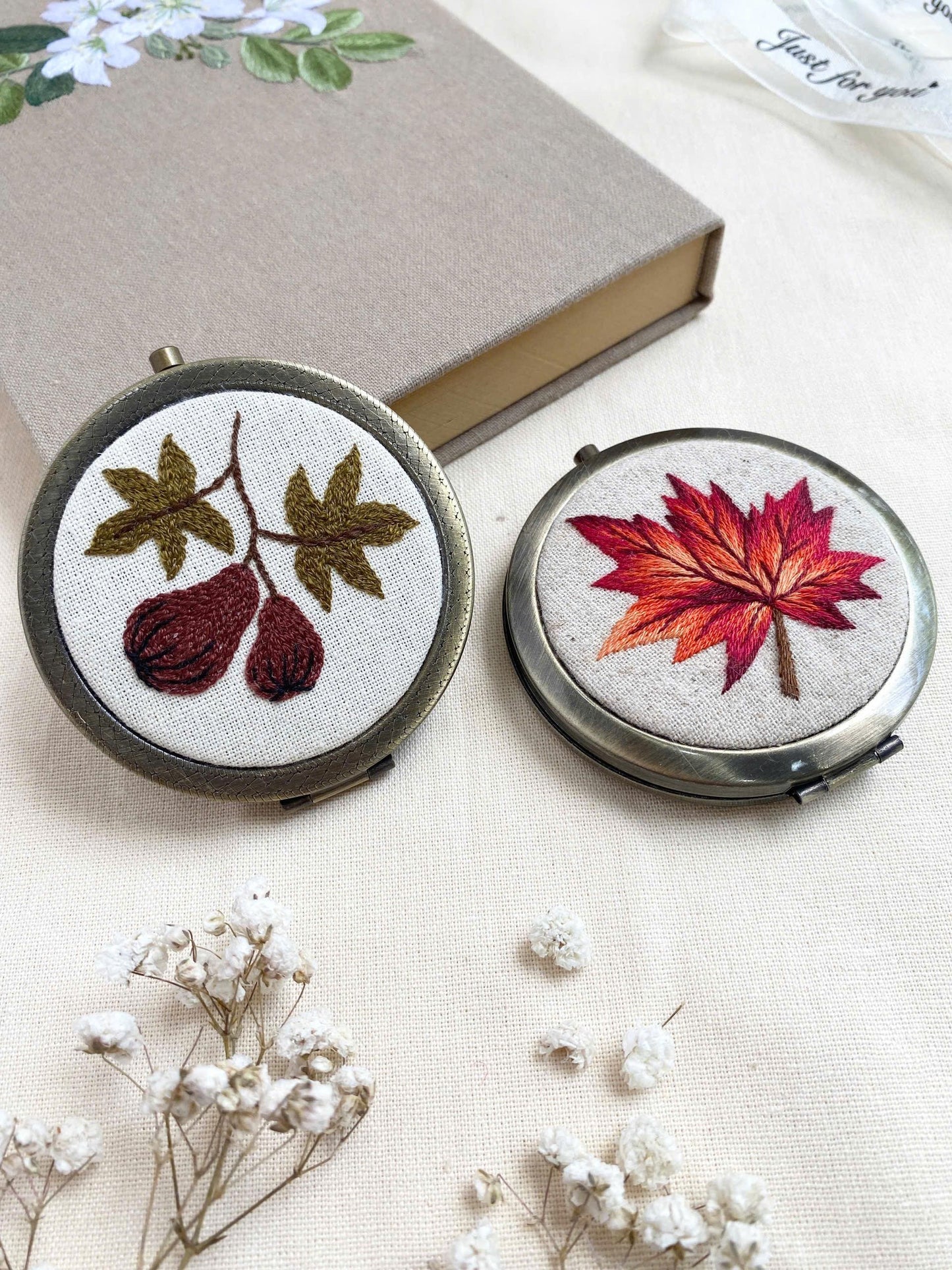 Autumn Leaf Embroidered Mirror
