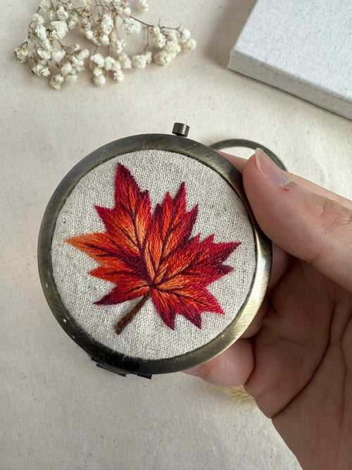 Autumn Leaf Embroidered Mirror