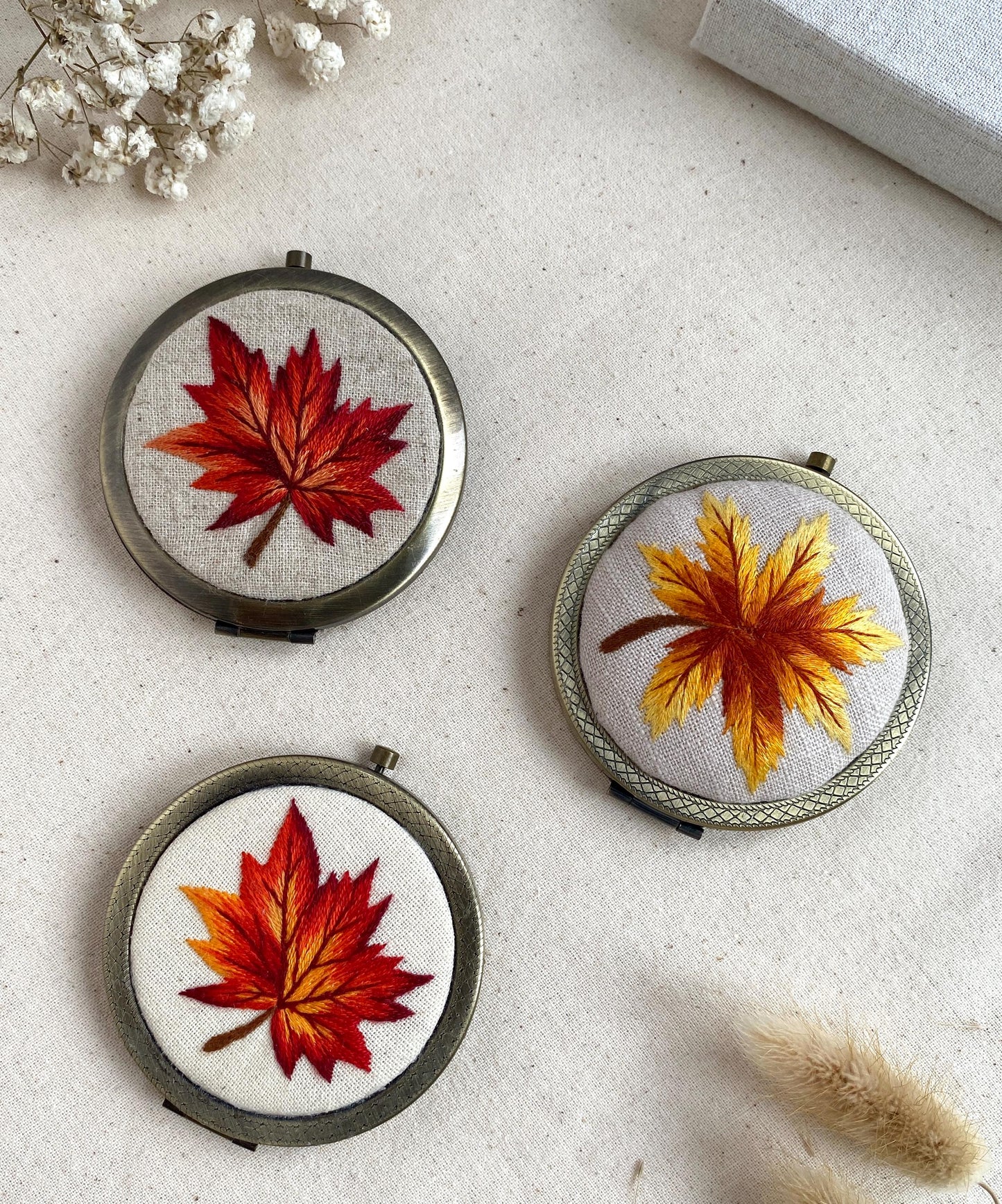 Autumn Leaf Embroidered Mirror