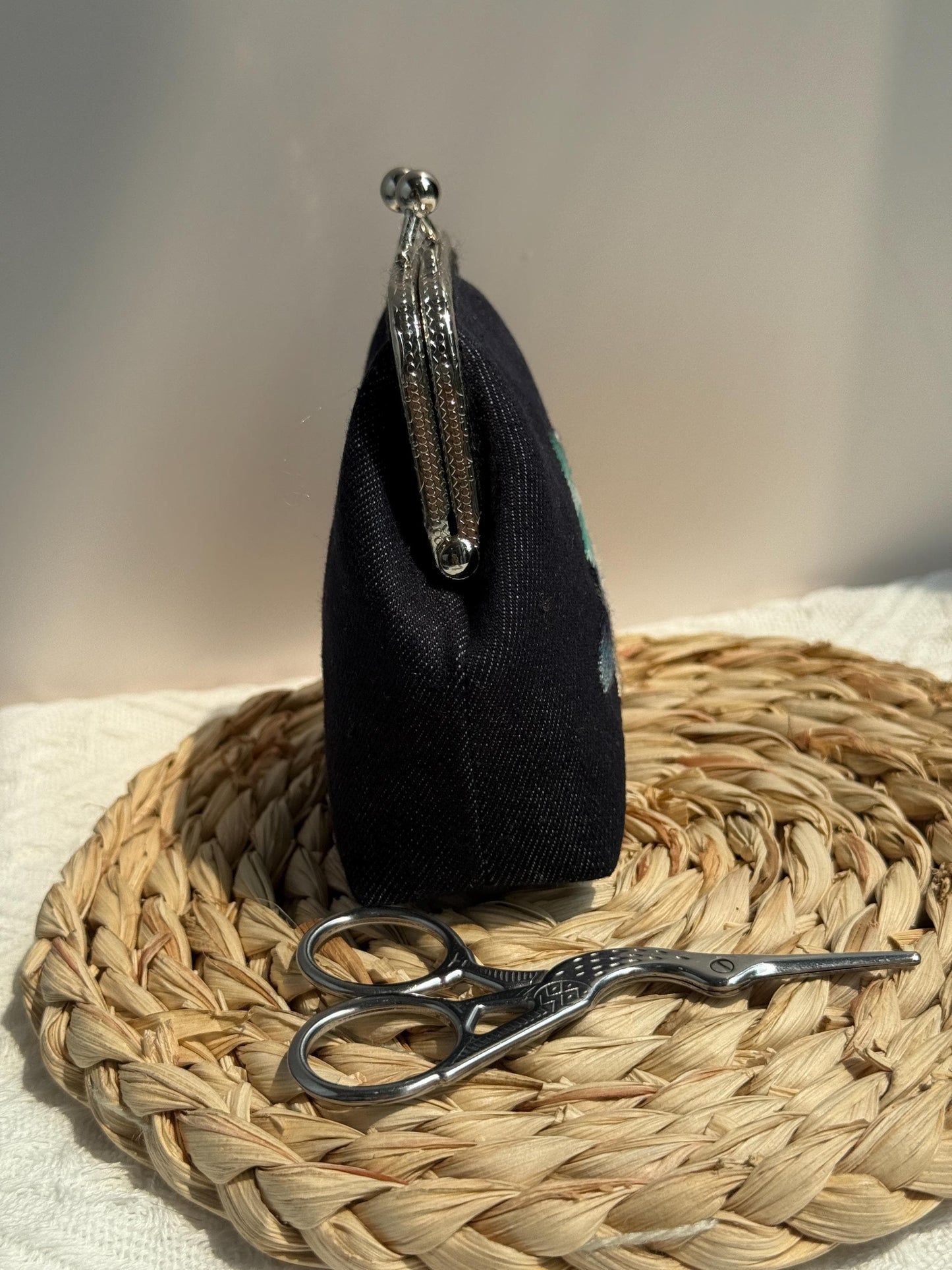 Embroidered Coin Purse with Bird Design