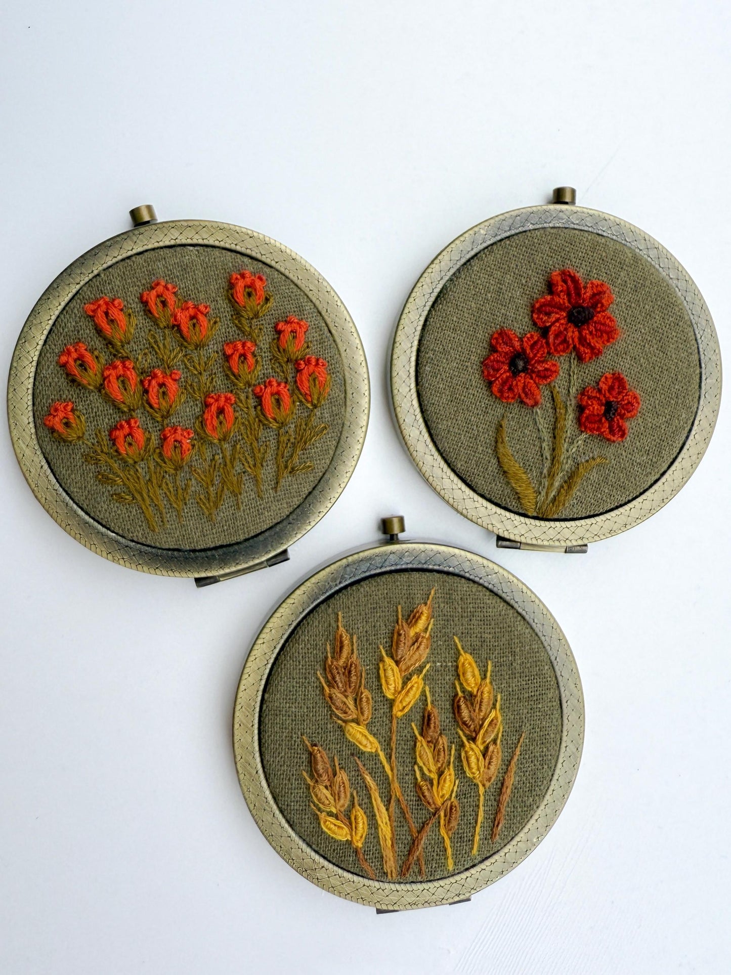 Embroidered Floral Pocket Mirror