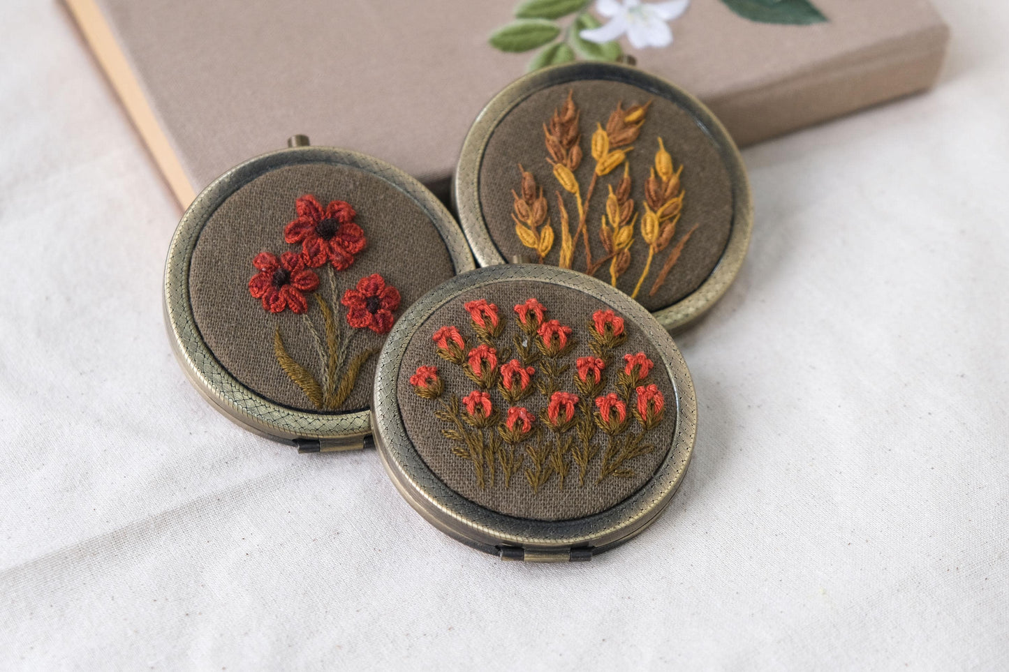 Embroidered Floral Pocket Mirror