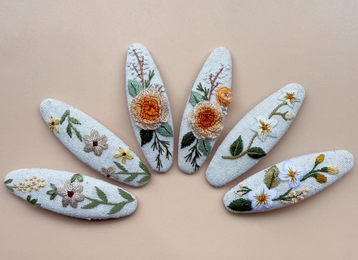 Flower Linen Hair Clips