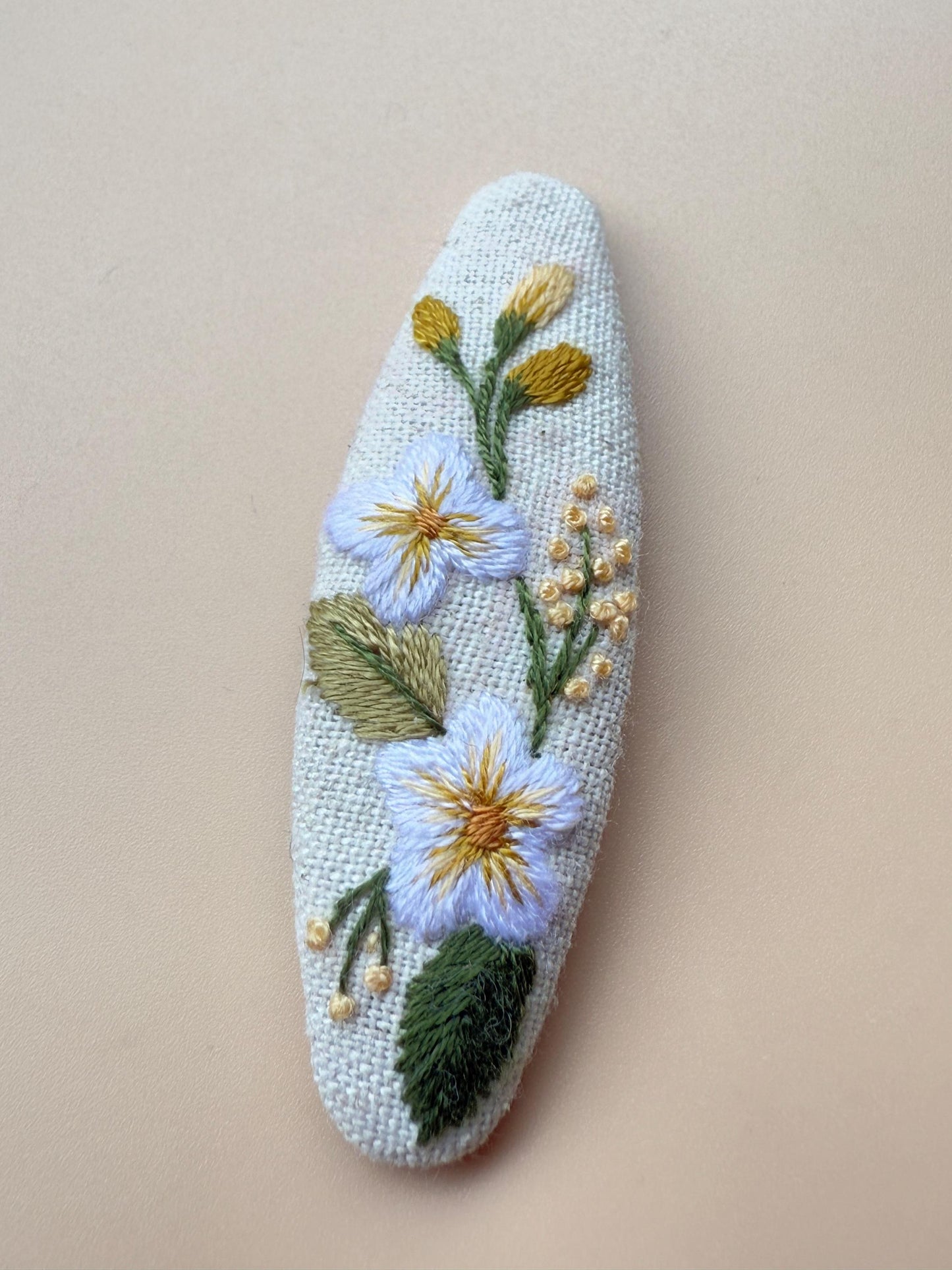Flower Linen Hair Clips