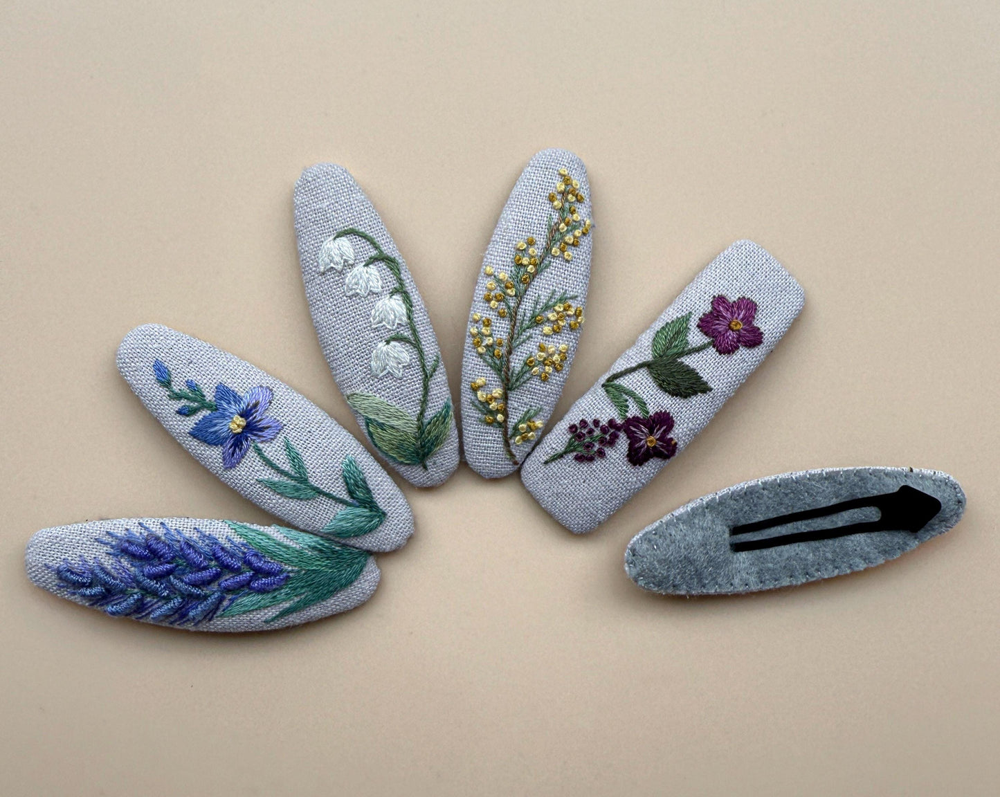 Flower Linen Hair Clips Handmade