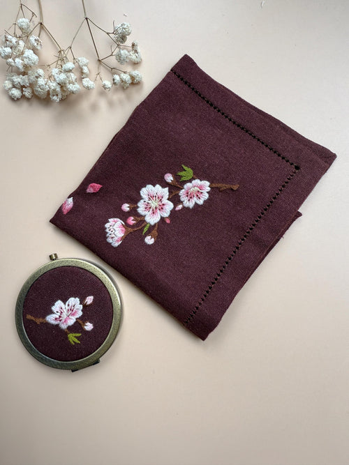 Hand Embroidered Mirror and Cloth Set