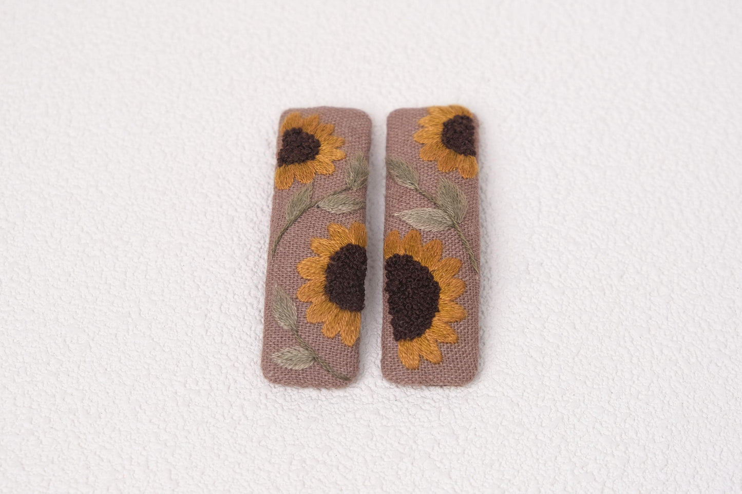 Hand Embroidered Floral Hair Clips