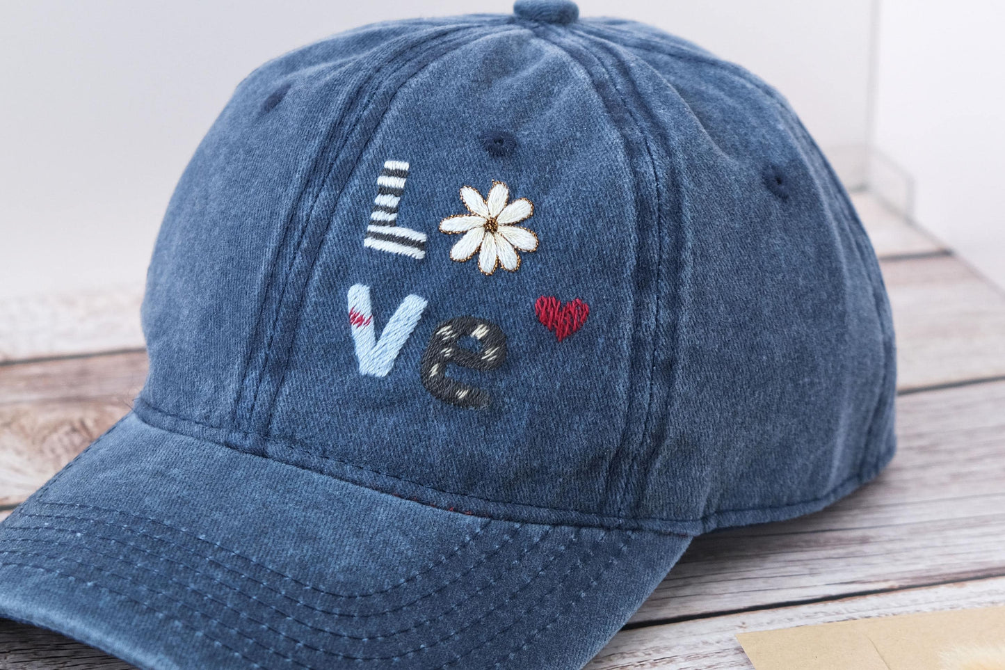 LOVE Embroidered Denim Cap