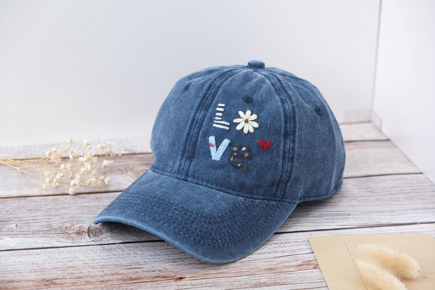 LOVE Embroidered Denim Cap