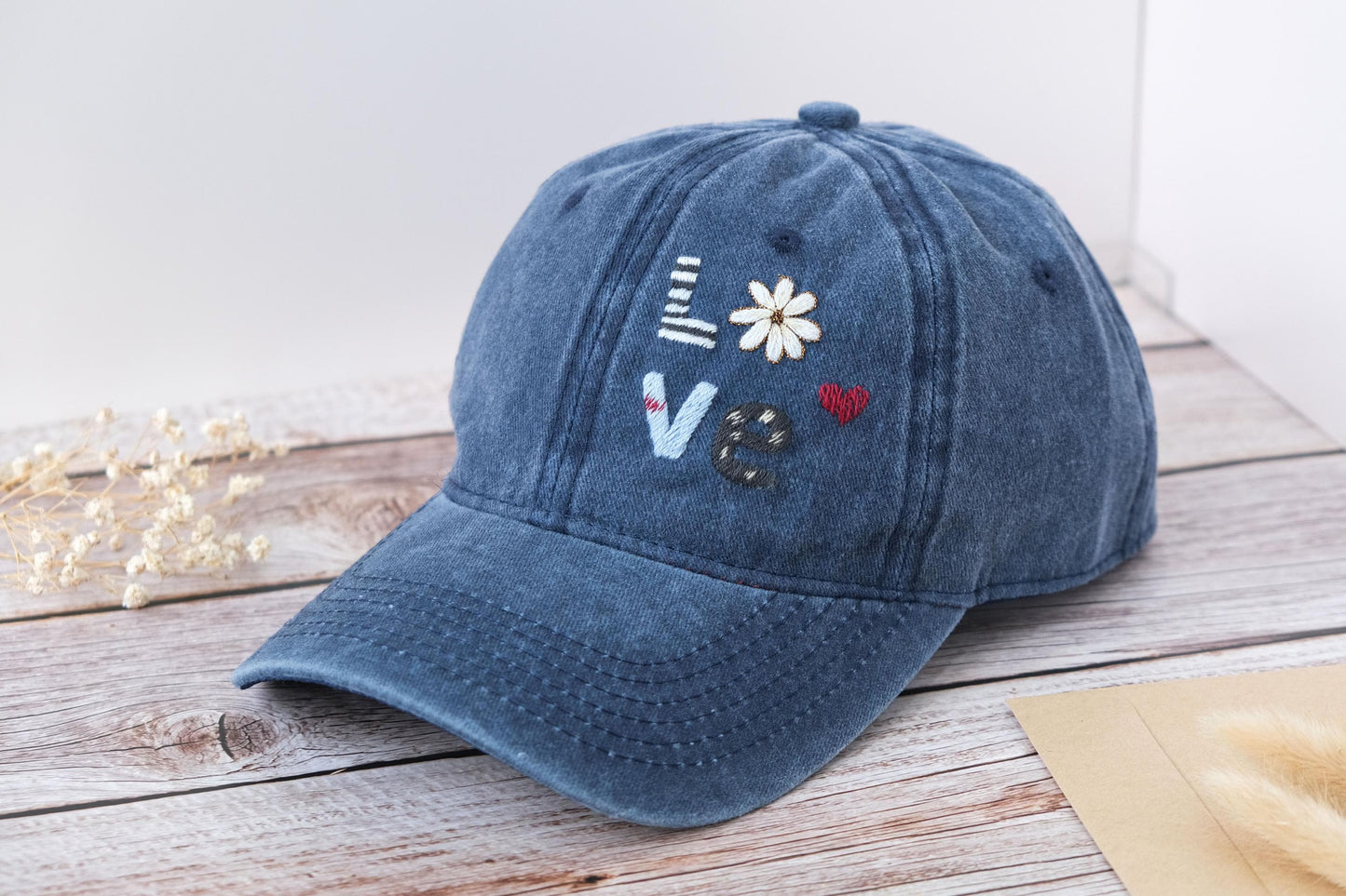 LOVE Embroidered Denim Cap