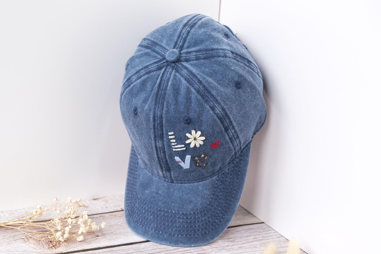 LOVE Embroidered Denim Cap