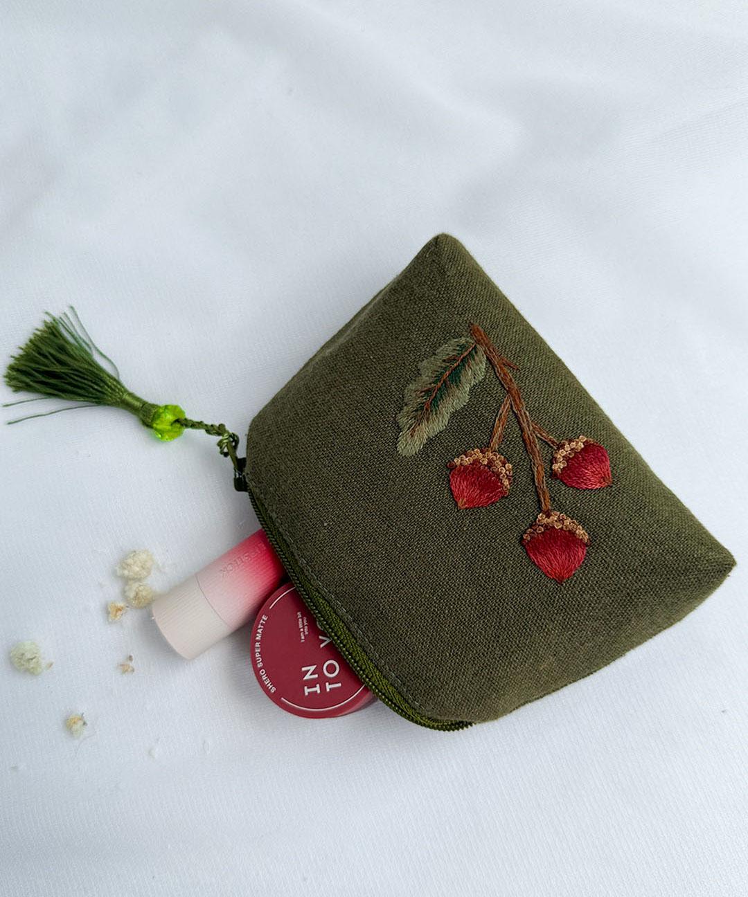 Mini Embroidered Cosmetic Bag