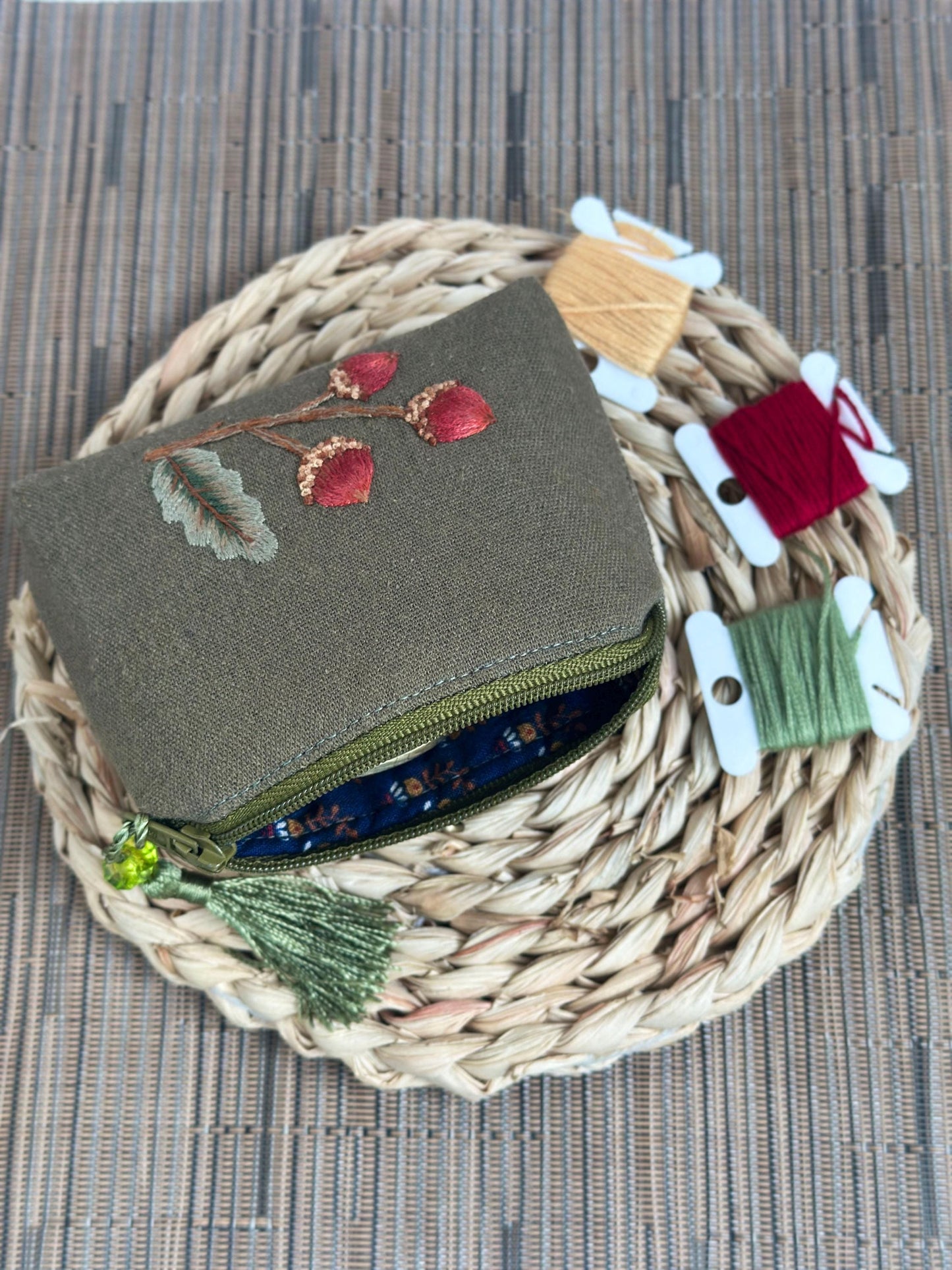 Mini Embroidered Cosmetic Bag