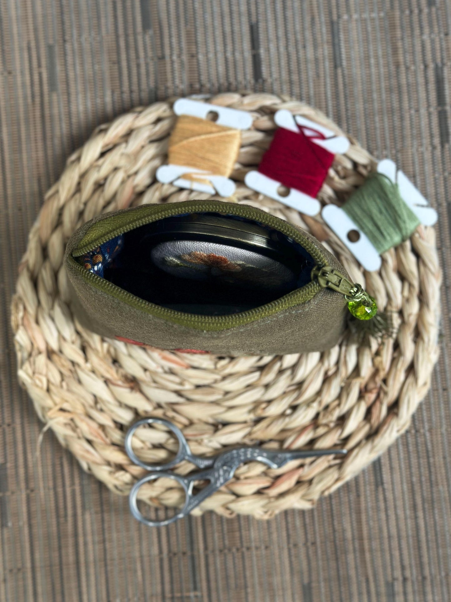 Mini Embroidered Cosmetic Bag