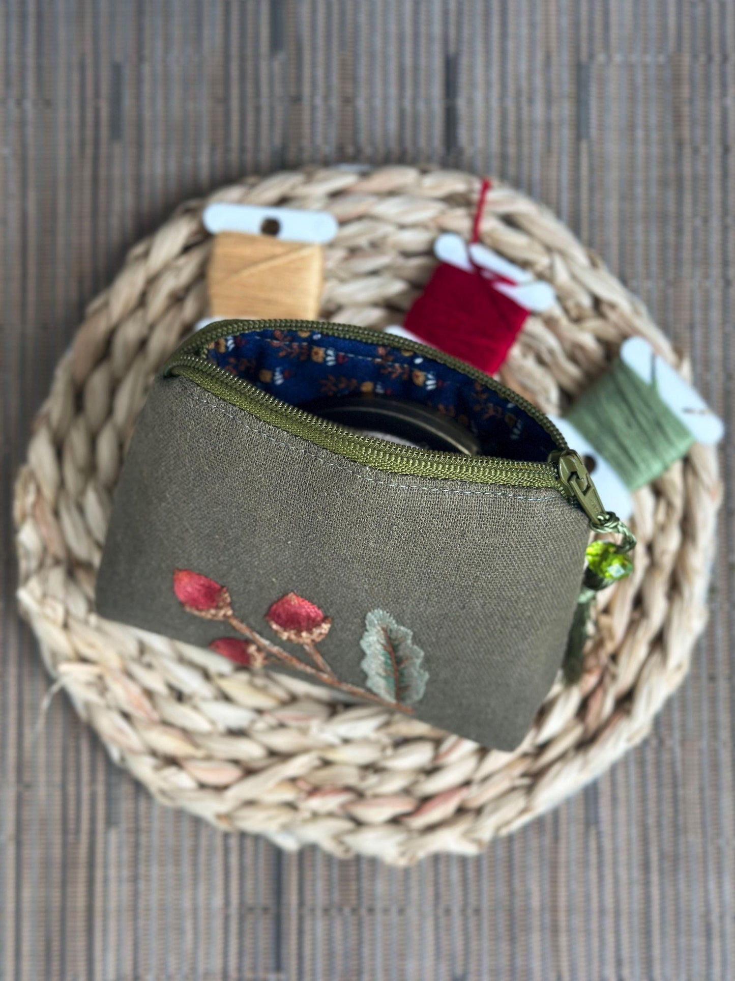 Mini Embroidered Cosmetic Bag