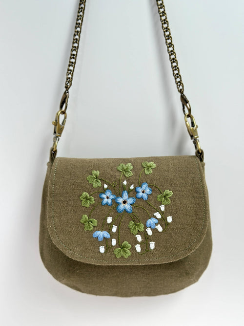 Oval Flap Embroidered Bag