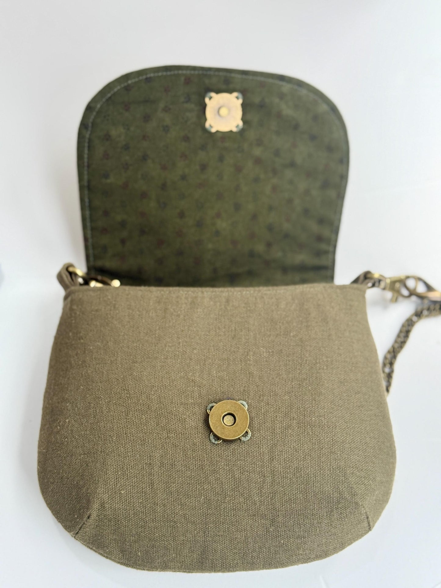 Oval Flap Embroidered Bag