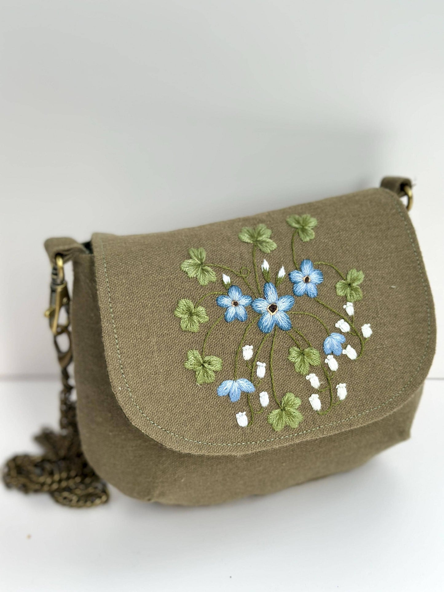 Oval Flap Embroidered Bag