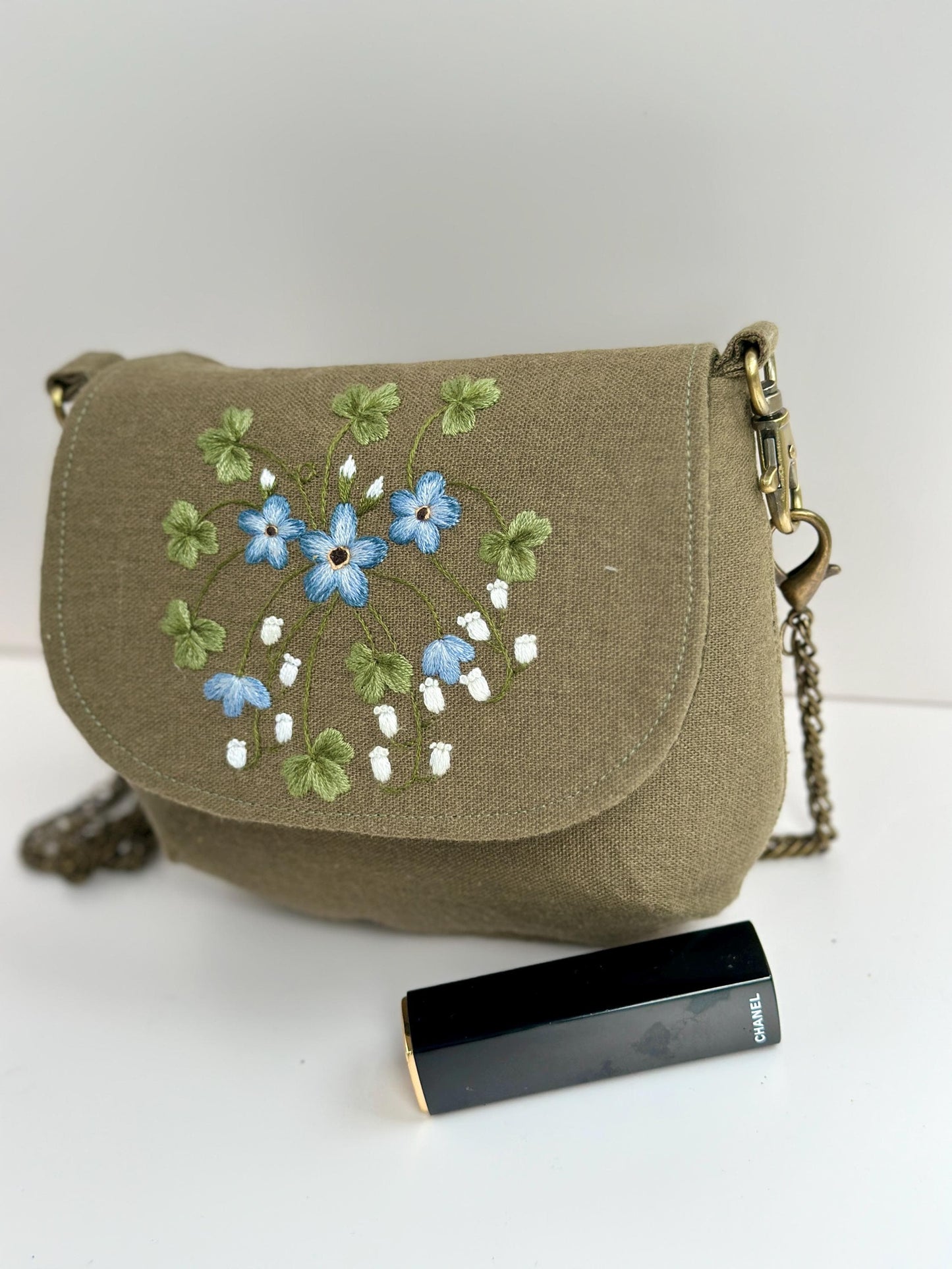 Oval Flap Embroidered Bag