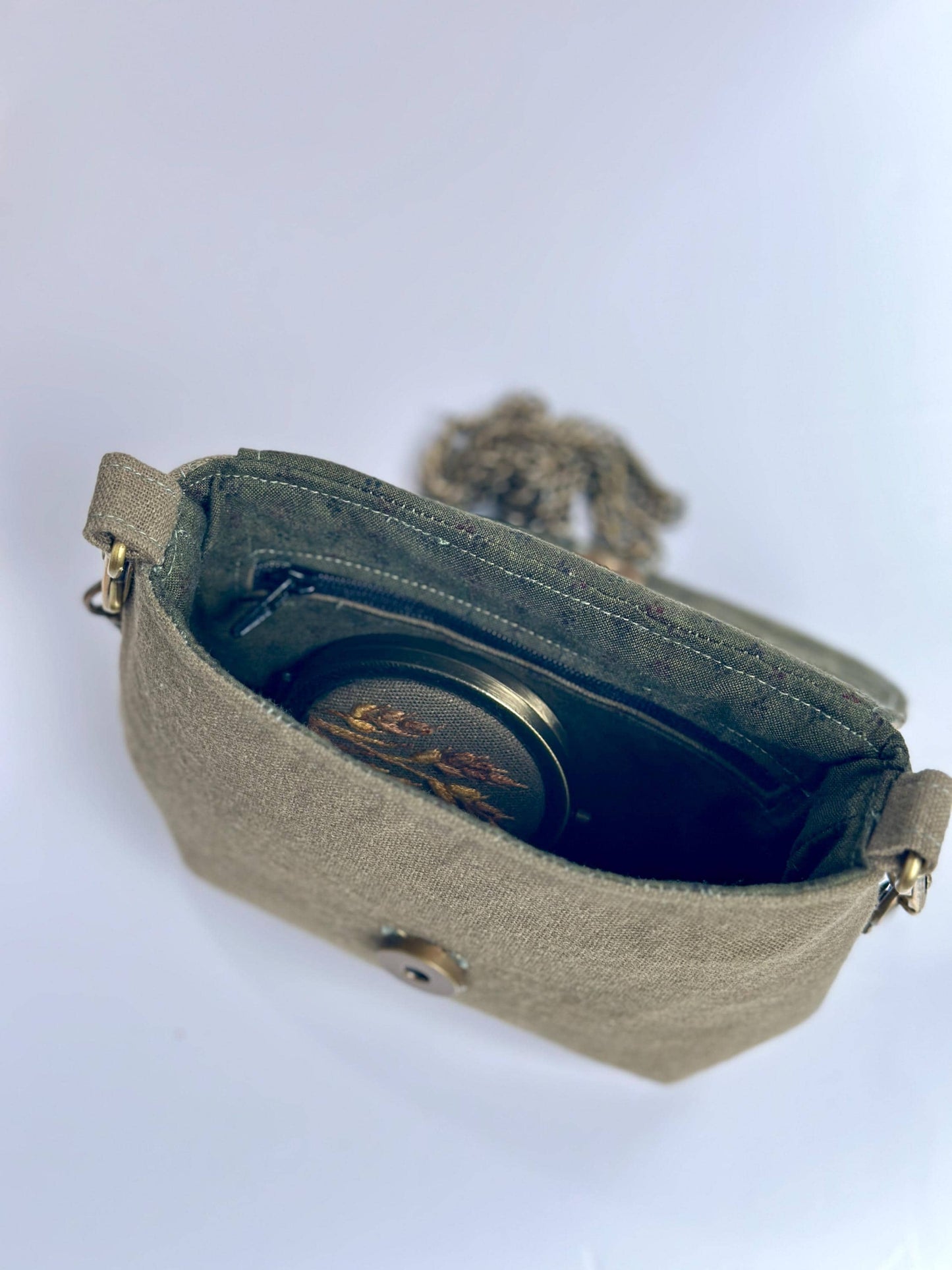 Oval Flap Embroidered Bag