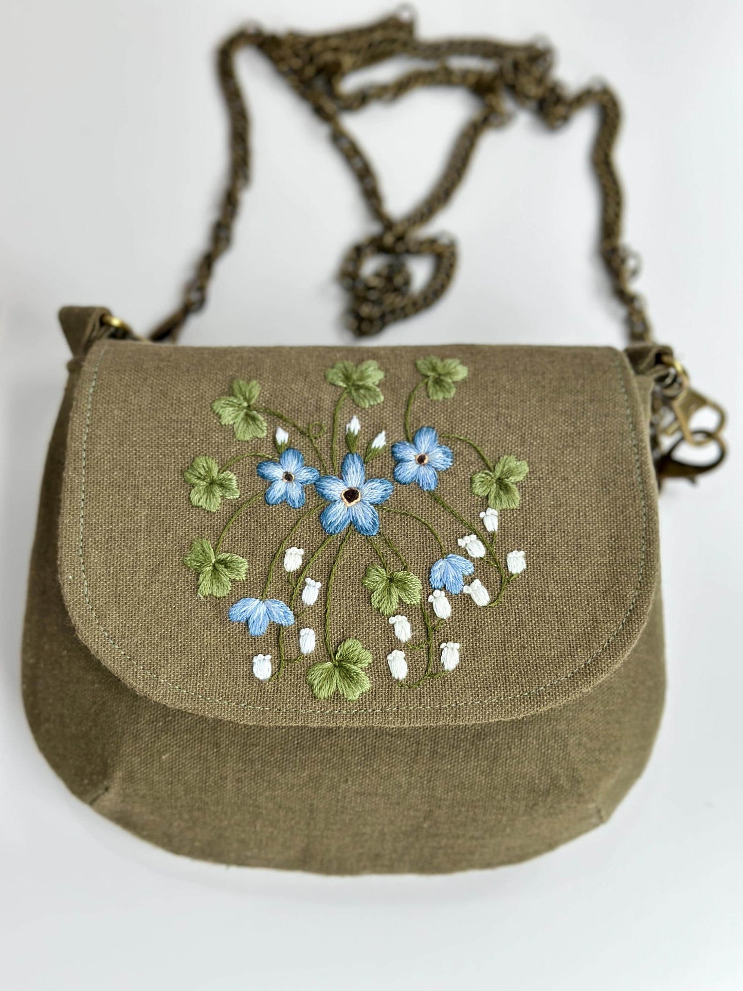 Oval Flap Embroidered Bag
