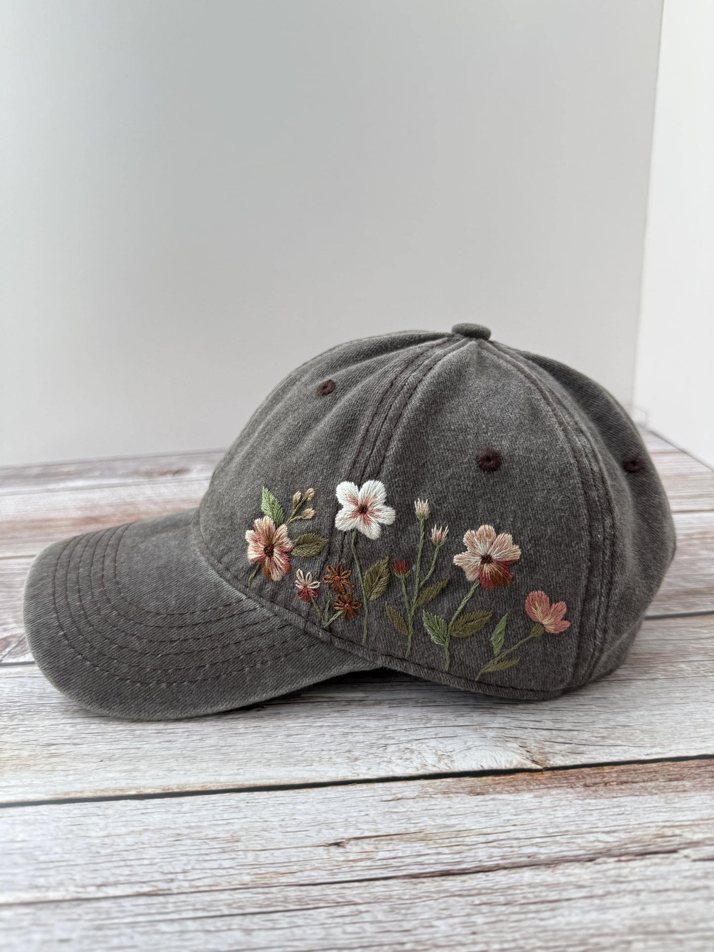 Vintage Style Embroidered Floral Baseball Cap