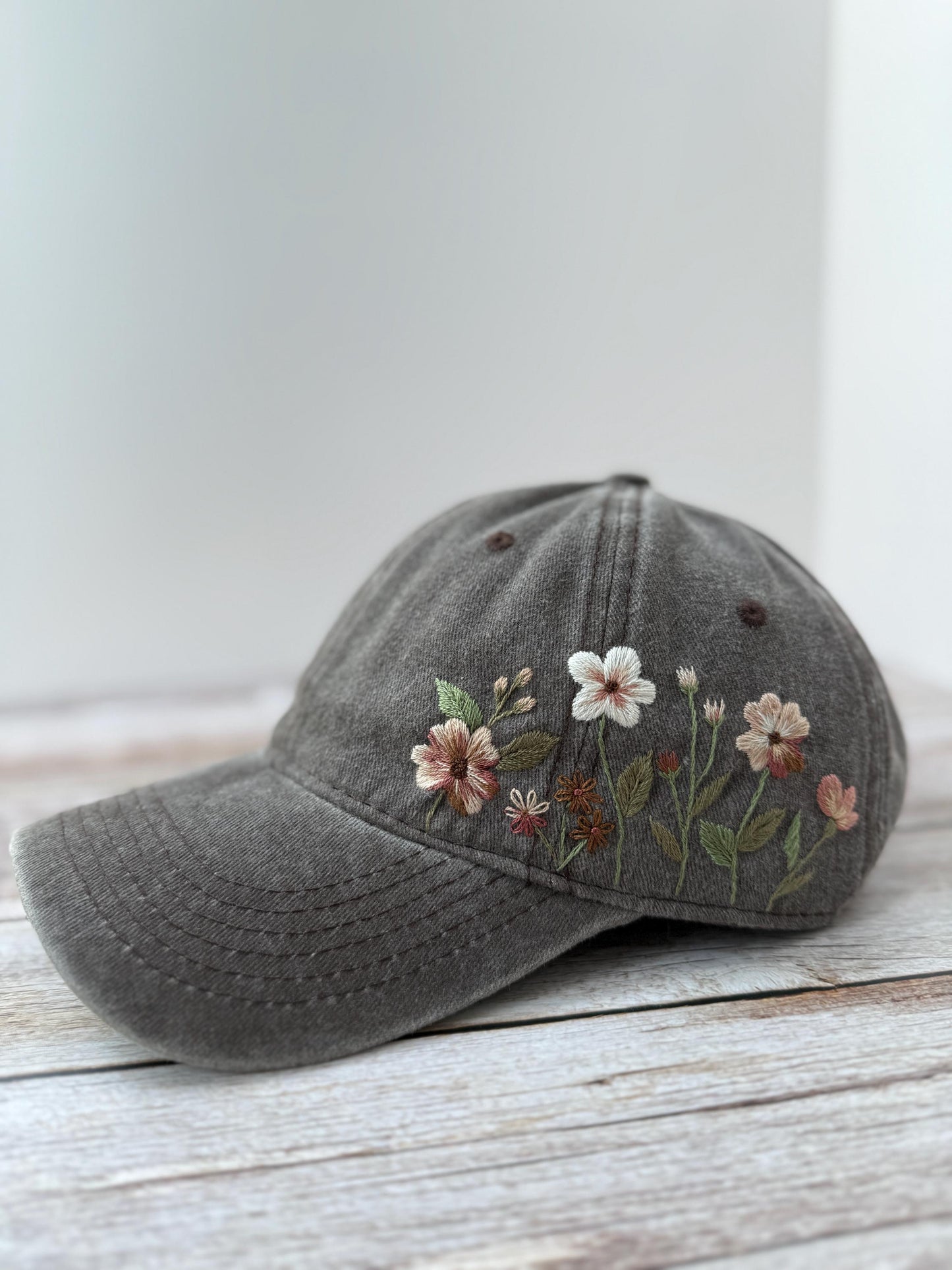 Vintage Style Embroidered Floral Baseball Cap