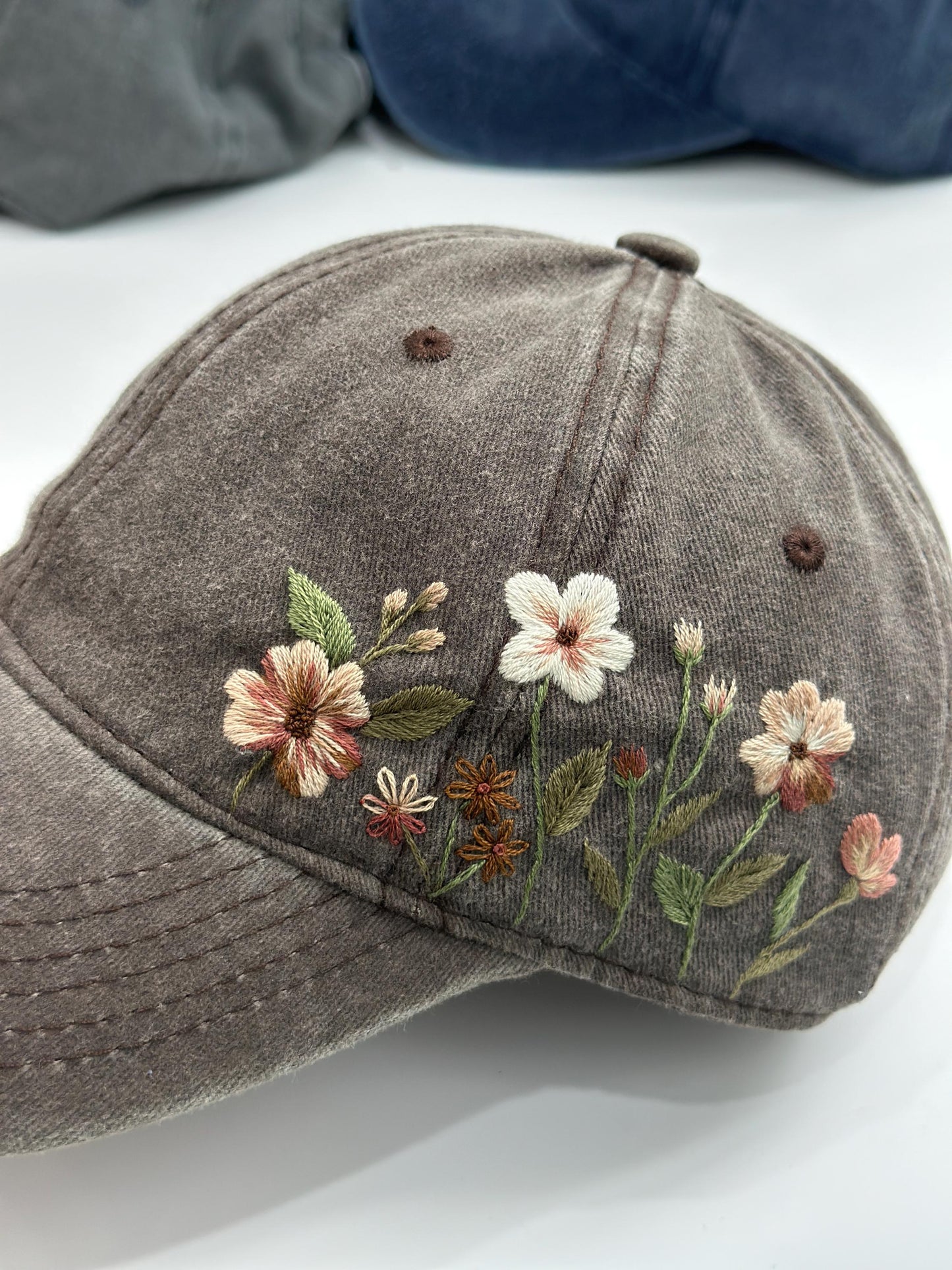Vintage Style Embroidered Floral Baseball Cap