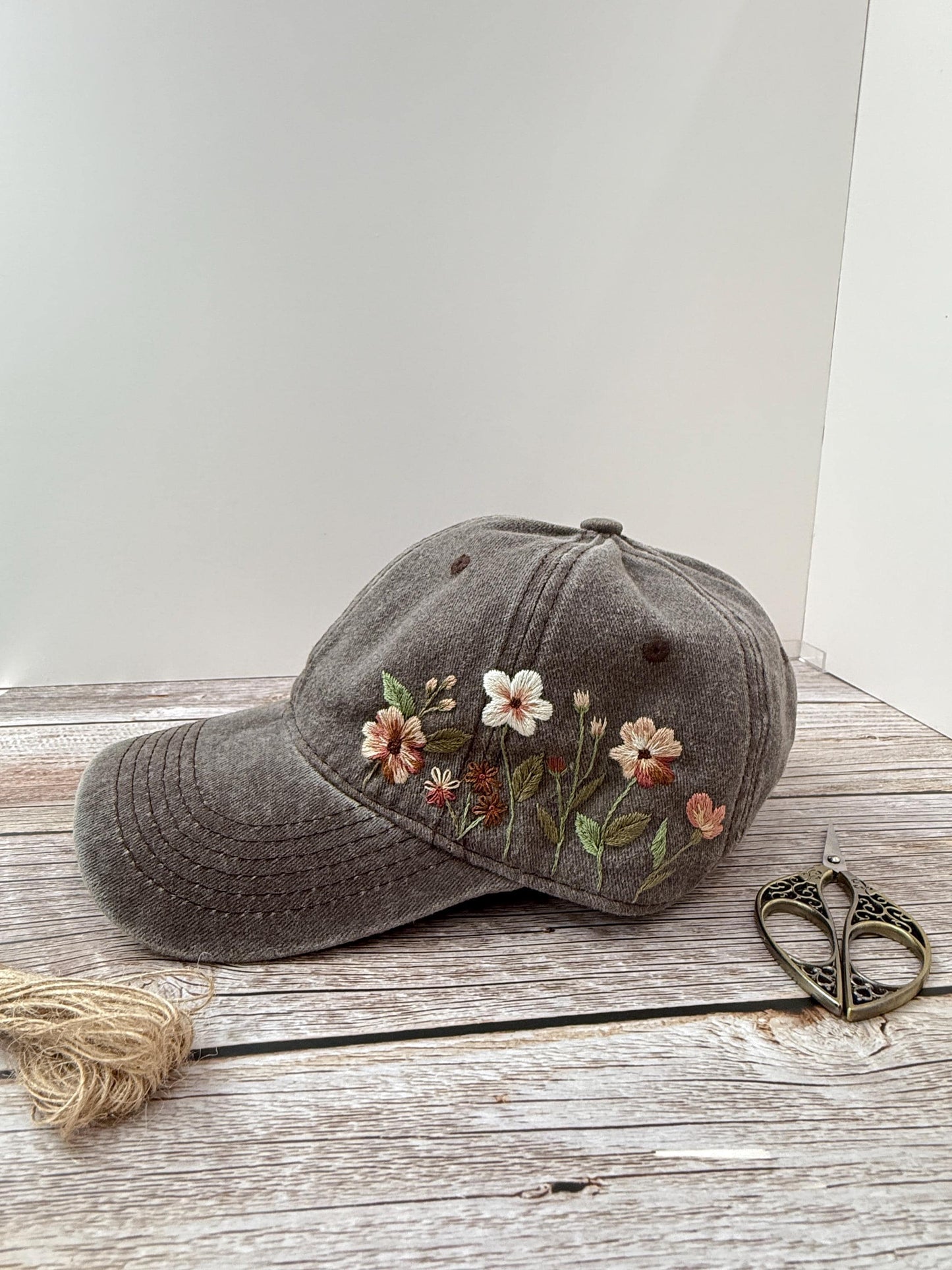 Vintage Style Embroidered Floral Baseball Cap