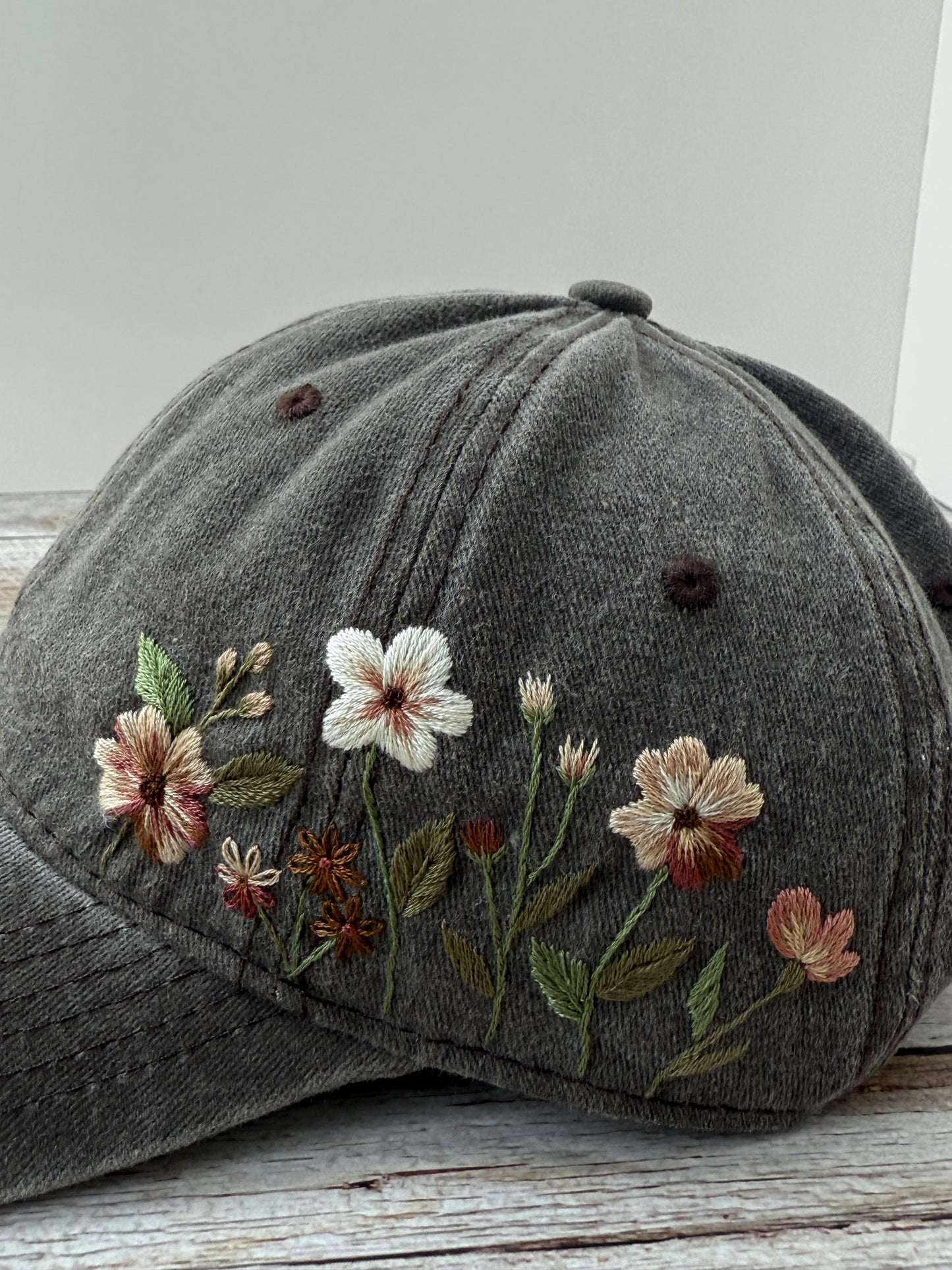 Vintage Style Embroidered Floral Baseball Cap