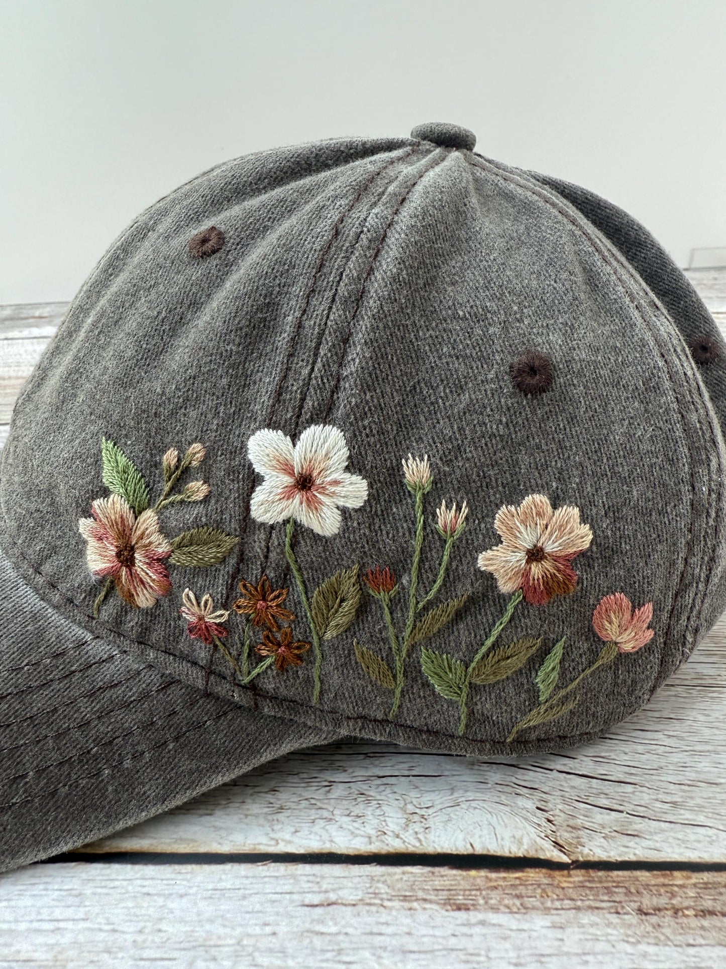 Vintage Style Embroidered Floral Baseball Cap