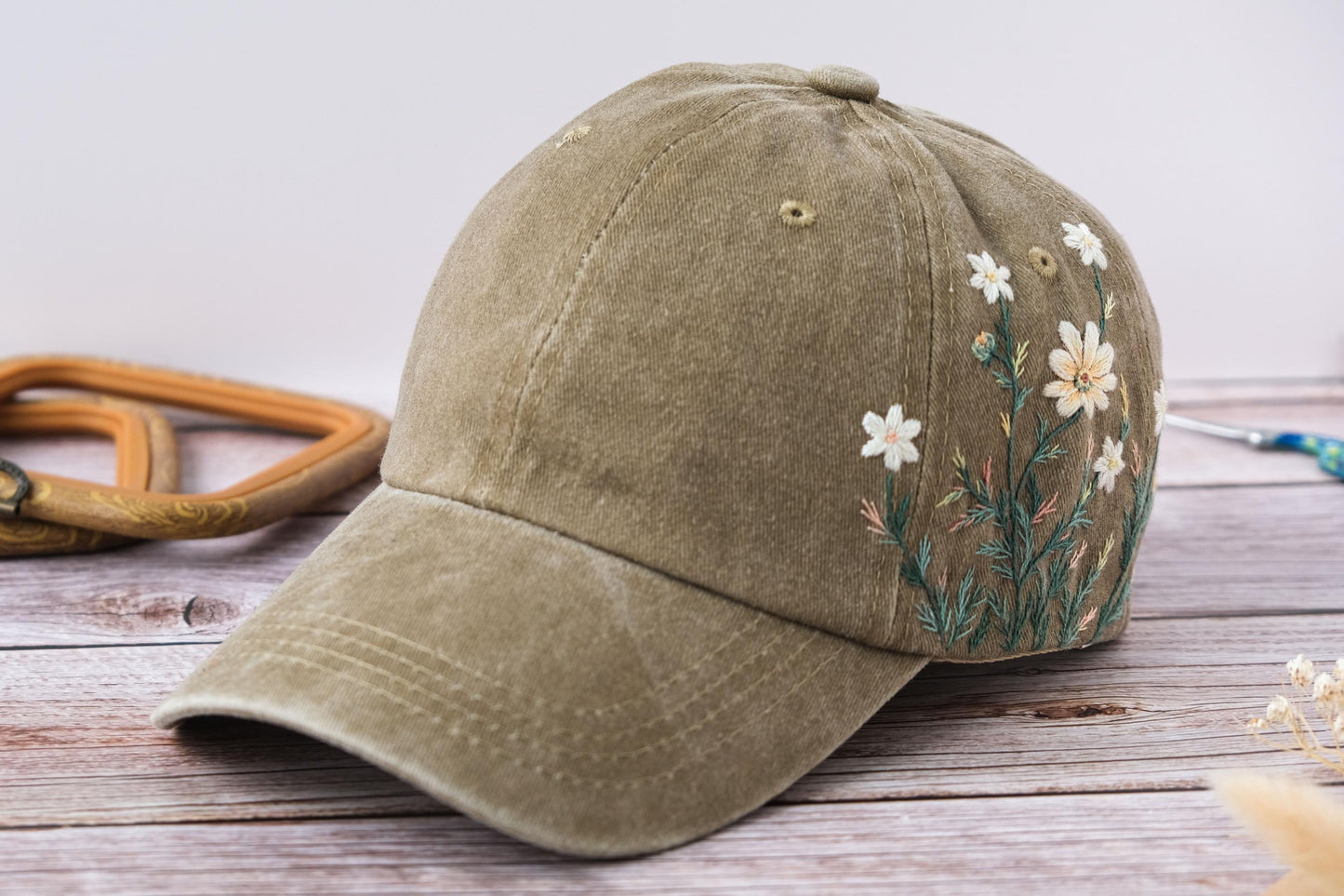 Wild Daisy Embroidered Baseball Cap