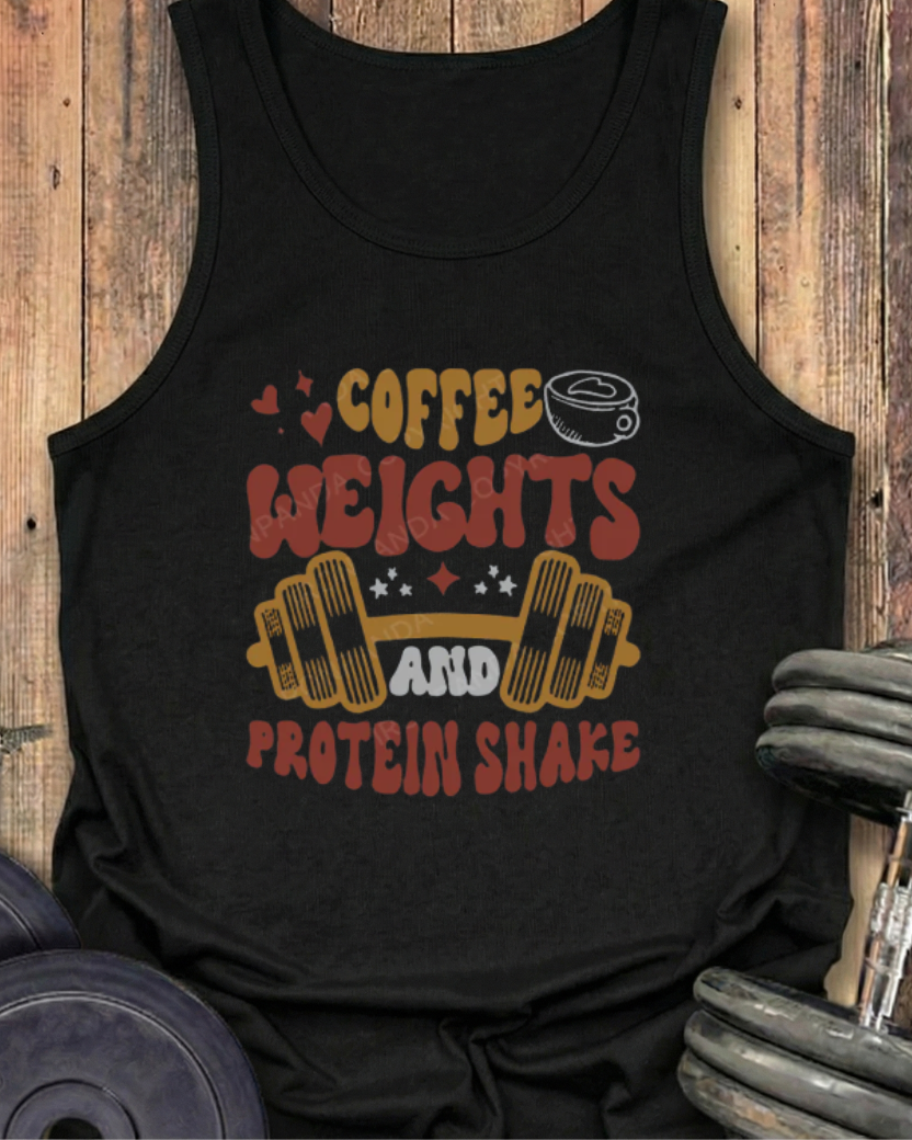 COFFEE WEIGHT AND PROTEIN SHAKE COTTON TANK