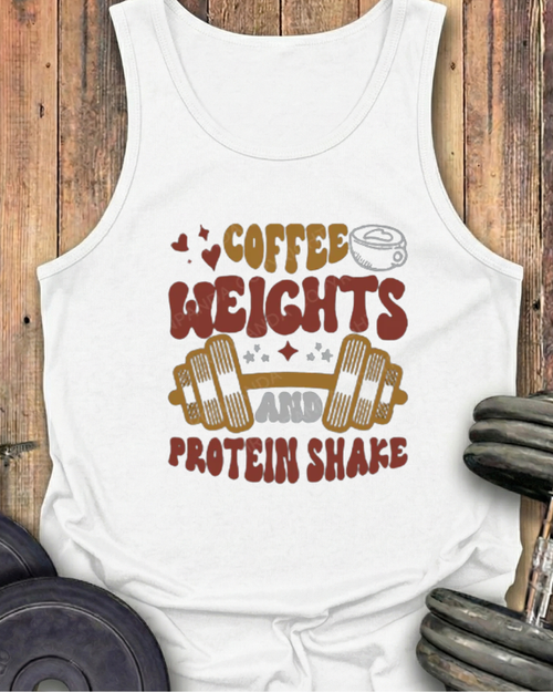 COFFEE WEIGHT AND PROTEIN SHAKE COTTON TANK