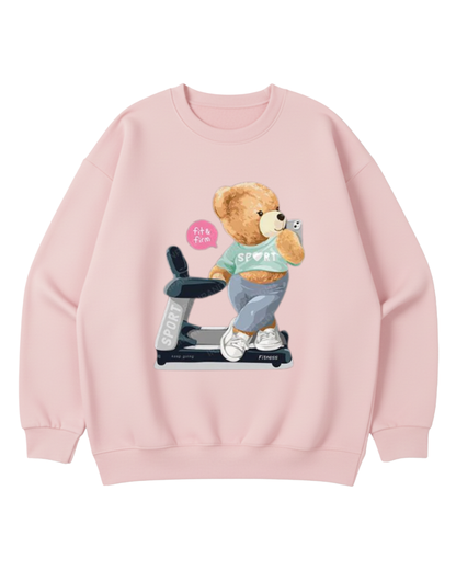 BEAR DOLL SELFIE ON TREADMIL CREWNECK SWEATSHIRT