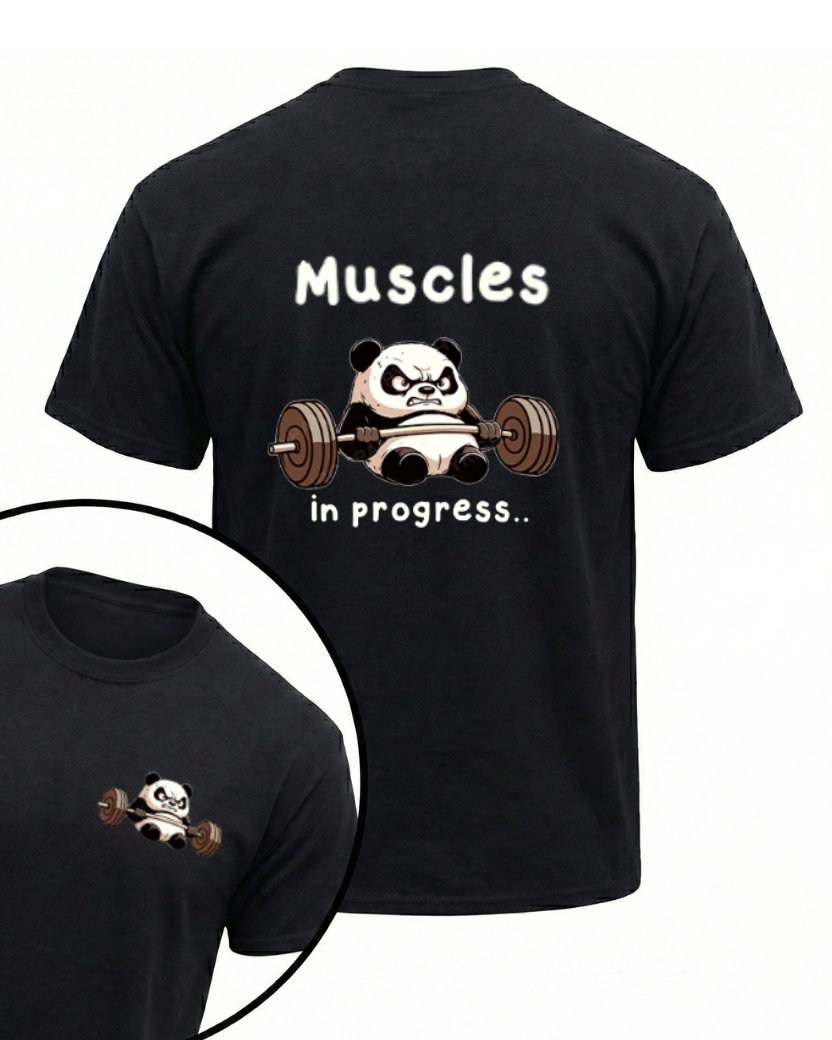 MUSCLES IN PROGRESS PANDA GYM SHIRT
