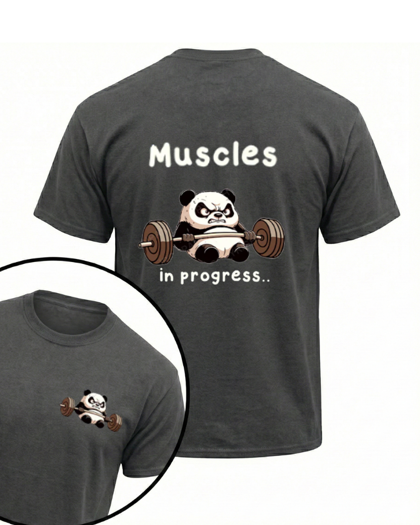 MUSCLES IN PROGRESS PANDA GYM SHIRT