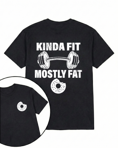 KINDA FIT MOSTLY FAT PRINTED GYM SHIRT