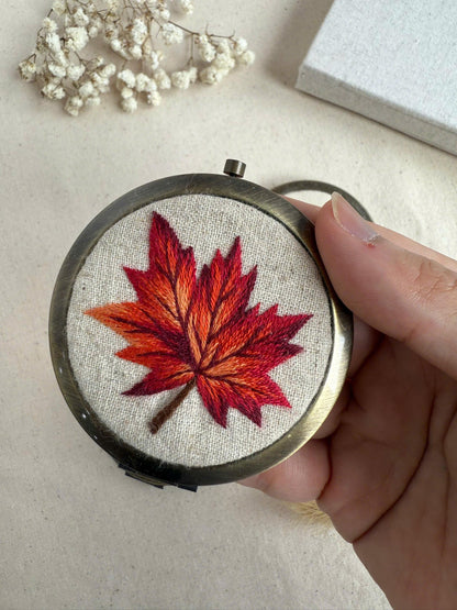 Autumn Leaf Embroidered Mirror