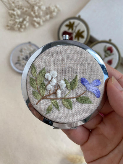 Embroidered Floral Pocket Mirror