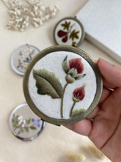Embroidered Floral Pocket Mirror