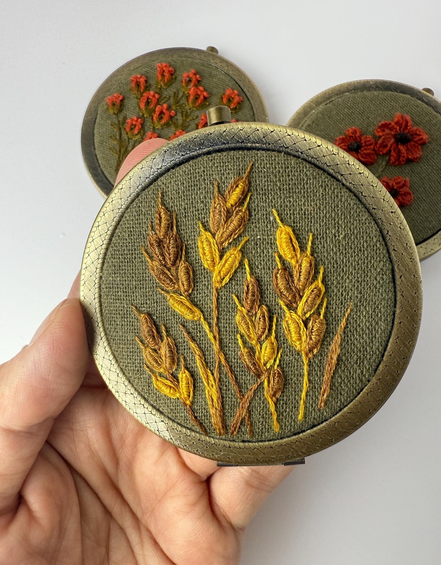 Embroidered Floral Pocket Mirror