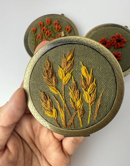 Embroidered Floral Pocket Mirror