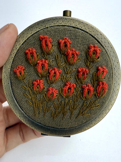 Embroidered Floral Pocket Mirror
