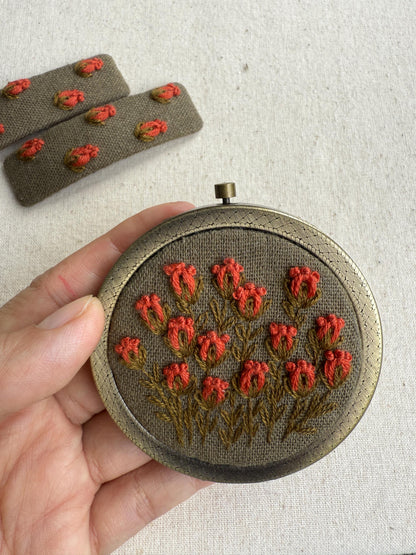 Embroidered Hair Accessory & Mirror Set