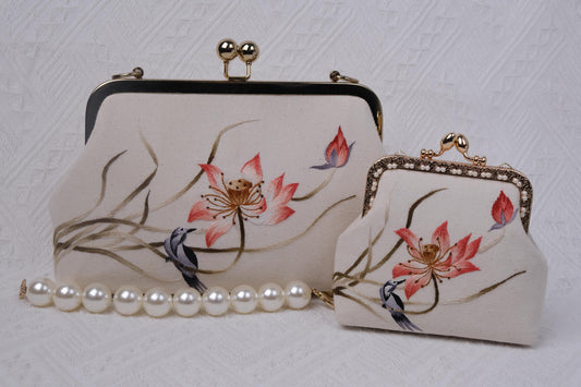 Embroidered Lotus Clasp Bag