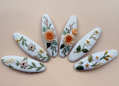 Flower Linen Hair Clips