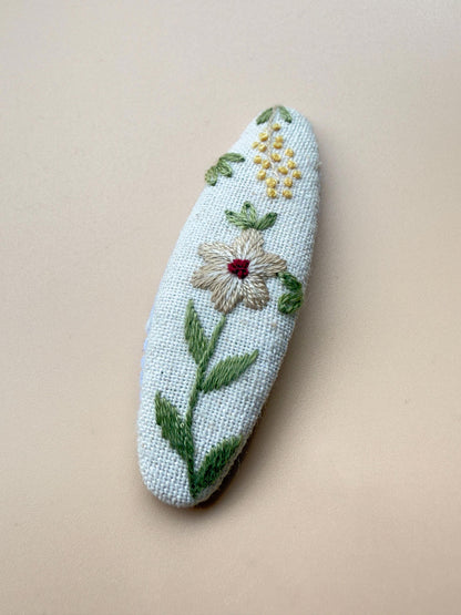 Flower Linen Hair Clips