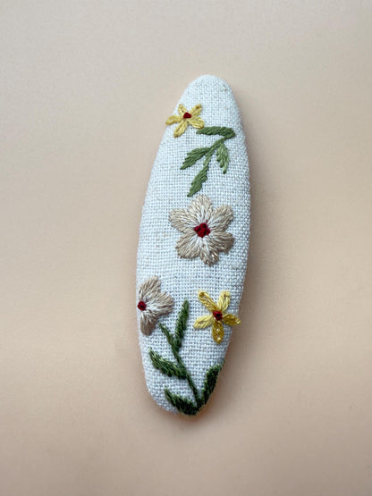 Flower Linen Hair Clips